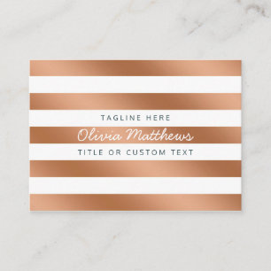Trendy Rose Gold Foil Stripes Modern Social Media Business Card