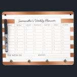 Trendy Rose Gold Foil Stripes Weekly To-Do Planner Dry Erase Board With Key Ring Holder<br><div class="desc">Trendy Rose Gold Foil Stripes with white, personalised Text, name, or business information. Elegant chic and stylish. Simple minimal design - Photography Studio, Hair Salon, Shop Boutique, etc Personal or Business Custom Weekly personal or business planner calendar! ~ Check my shop to see the entire Office suite for this design!...</div>