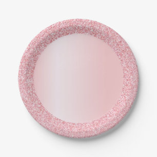 Trendy Rose Gold Glitter Blank Elegant Template Paper Plate