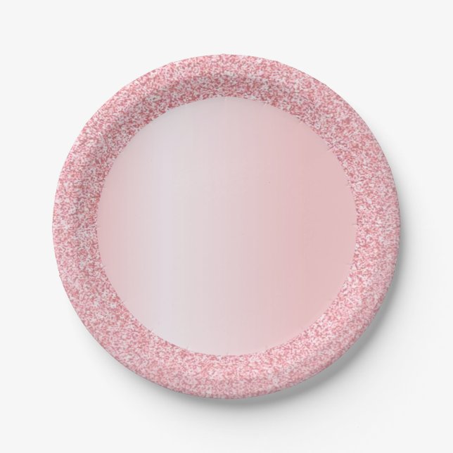 Trendy Rose Gold Glitter Blank Elegant Template Paper Plate (Front)