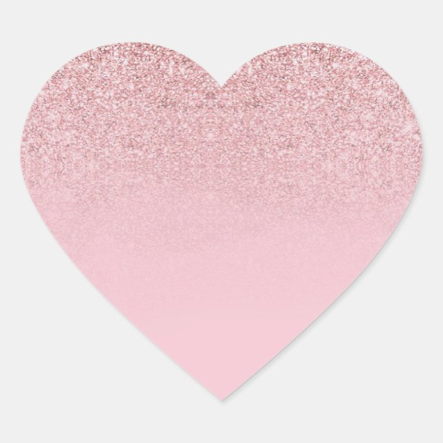 Trendy Rose Gold Glitter Blank Template Modern Heart Sticker (Front)