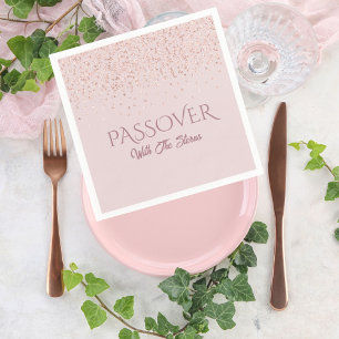 Trendy Rose Gold Glitter Dust Passover Napkin