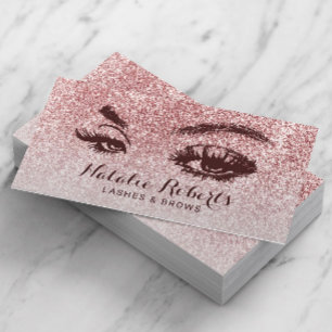Trendy Rose Gold Glitter Lashes Eyelash Salon Business Card