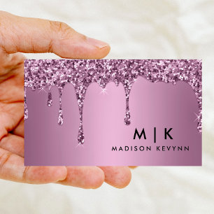 Trendy Rose Gold Glitter Makeup Artist Hair Salon Business Card