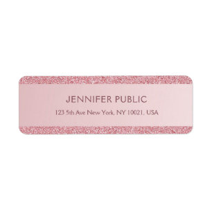 Trendy Rose Gold Glitter Modern Return Address Label