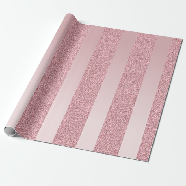 Trendy Rose Gold Glitter Modern Template Elegant Wrapping Paper (Unrolled)