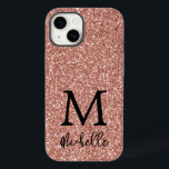 Trendy Rose Gold Glitter Monogram Initial Name  Case-Mate iPhone 14 Case<br><div class="desc">Trendy Rose Gold Faux Glitter Monogram Initial Name. Easily personalise with your details.</div>