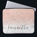 Trendy rose gold glitter ombre marble monogram laptop sleeve<br><div class="desc">Trendy rose gold glitter ombre marble monogram</div>