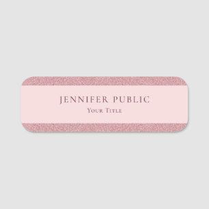 Trendy Rose Gold Glitter Professional Design Chic Name Tag