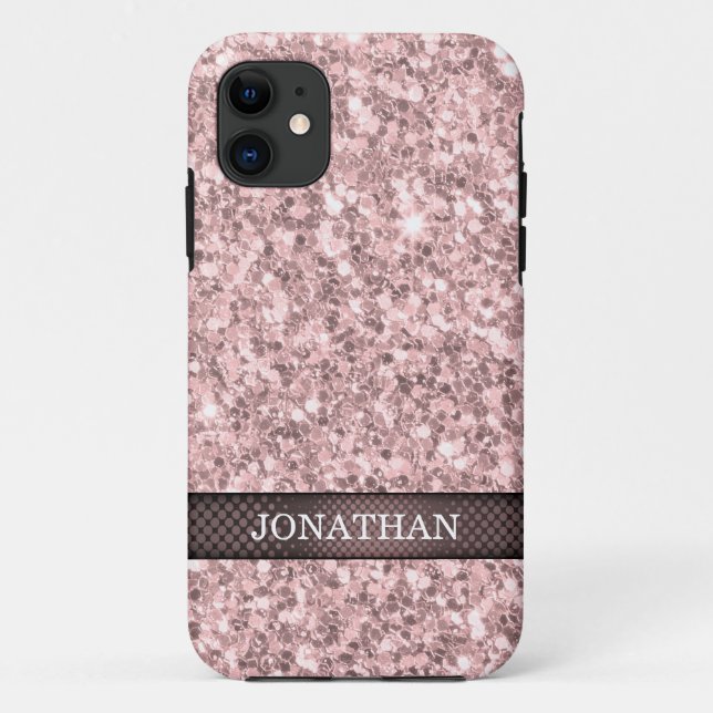 Trendy Rose Gold Glitter White Sparks Case-Mate iPhone Case (Back)