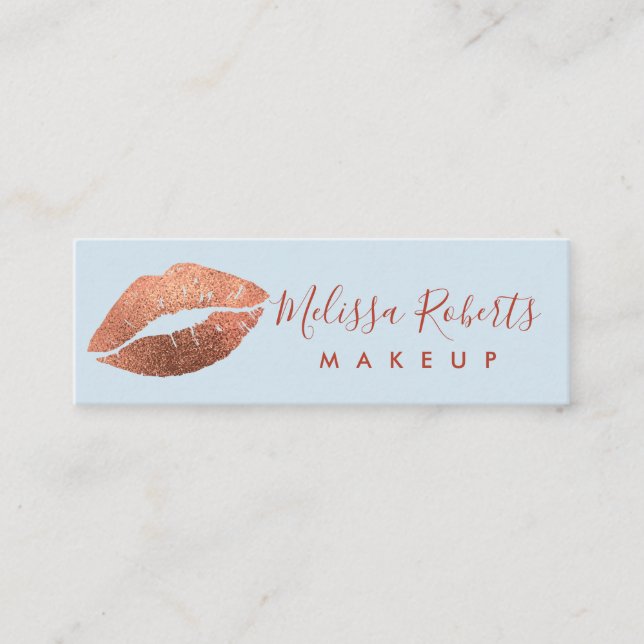 trendy rose gold lips makeup artist business card (Front)