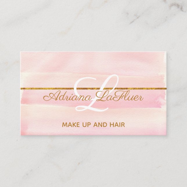 Trendy Rose Gold Makeup Artist Hair Salon Business Card (Front)