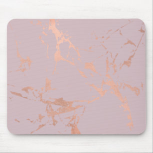 Trendy Rose Gold Marble Pattern on Blush Mouse Pad