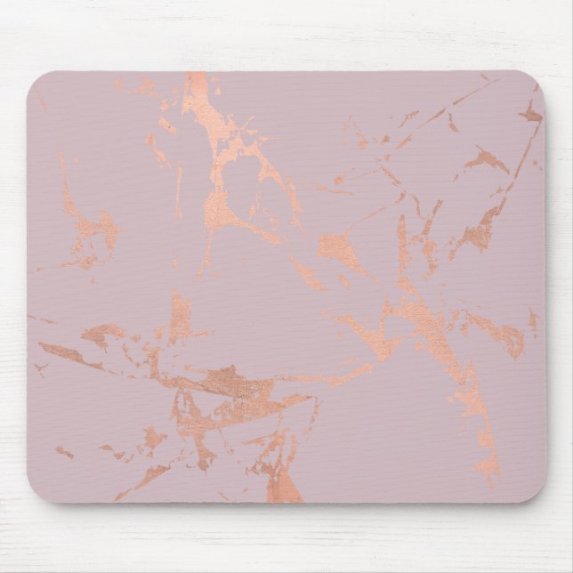 Trendy Rose Gold Marble Pattern on Blush Mouse Pad (Front)