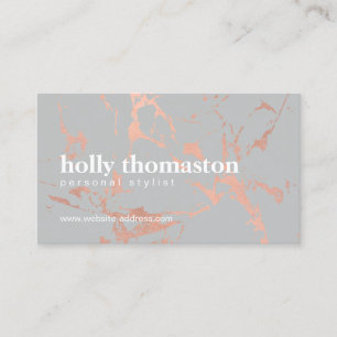 Trendy Rose Gold Marble Pattern on Grey Designer Business Card