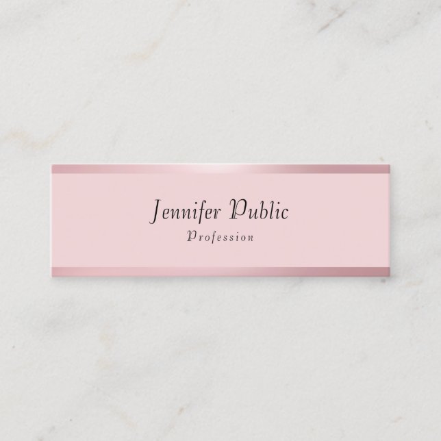 Trendy Rose Gold Modern Elegant Simple Template Mini Business Card (Front)