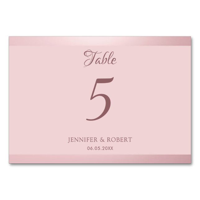 Trendy Rose Gold Modern Script Elegant Template Table Number (Front)