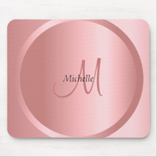 Trendy Rose Gold Monogram Elegant Template Mouse Pad