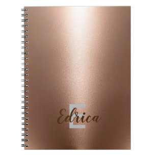 Trendy Rose Gold Monogram Notebook