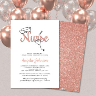 Trendy Rose Gold Nurse pinning ceremony / pink Invitation