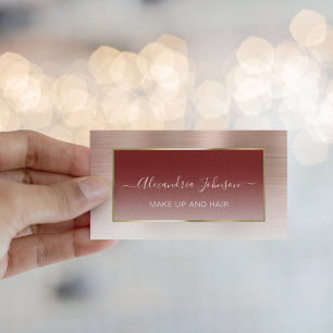 Trendy Rose Gold Ombre Makeup Artist Hair Business Calling Card