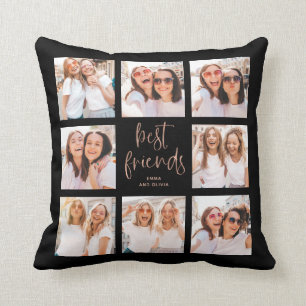 Trendy Rose Gold on Black   Best Friends Photo Cushion