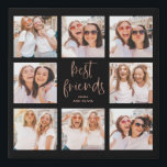 Trendy Rose Gold on Black | Best Friends Photo Faux Canvas Print<br><div class="desc">This trendy design features eight of your favourite photos of you and your bestie! The words "best friends" appear in faux rose gold look modern script,  and there is room to add the name of you and your best friend on a black background.</div>