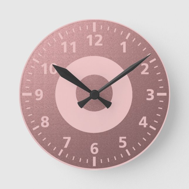 Trendy Rose Pink Glitter Round Clock (Front)