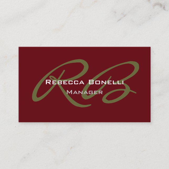Trendy Rosewood Gold Colours Monogram Business Car Business Card (Front)