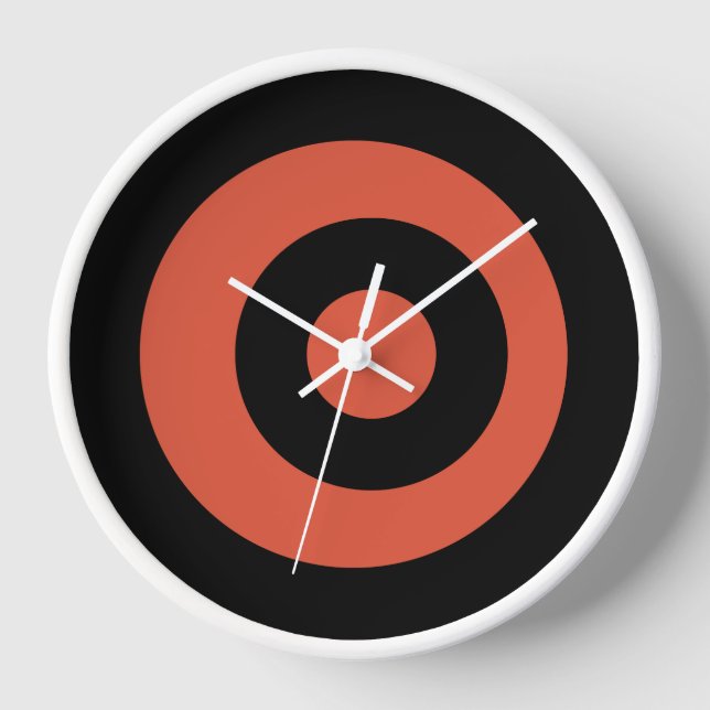 Trendy Round Black Orange Wall Clock (Front)