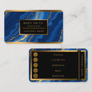 Trendy Royal Blue Gold Marble Collection Business Card