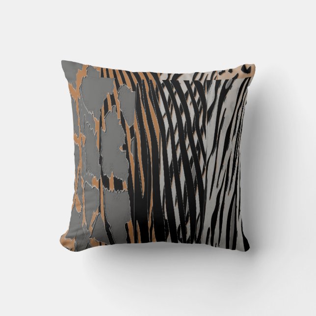 Trendy Rustic Animal  Printed Zebra Stripe Pillow (Front)