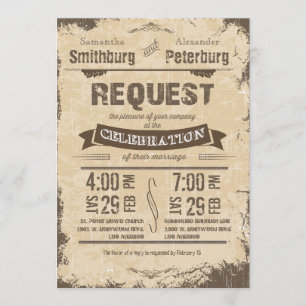 Trendy Rustic Beige Grunge Wedding Invite