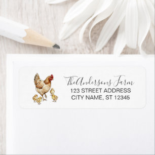 Trendy Rustic Farm Chicken Return Address Label