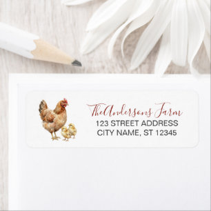 Trendy Rustic Farm Chicken Return Address Label