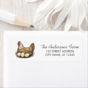 Trendy Rustic Farm Chicken Return Address   Label