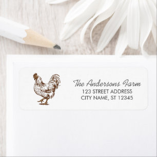 Trendy Rustic Farm Chicken Return Address   Label