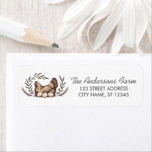 Trendy Rustic Farm Chicken Return Address   Label