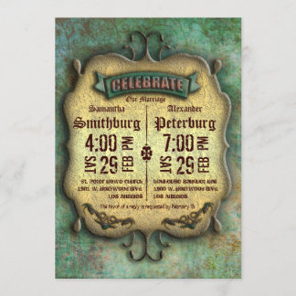 Trendy Rustic Patina Wedding Invite