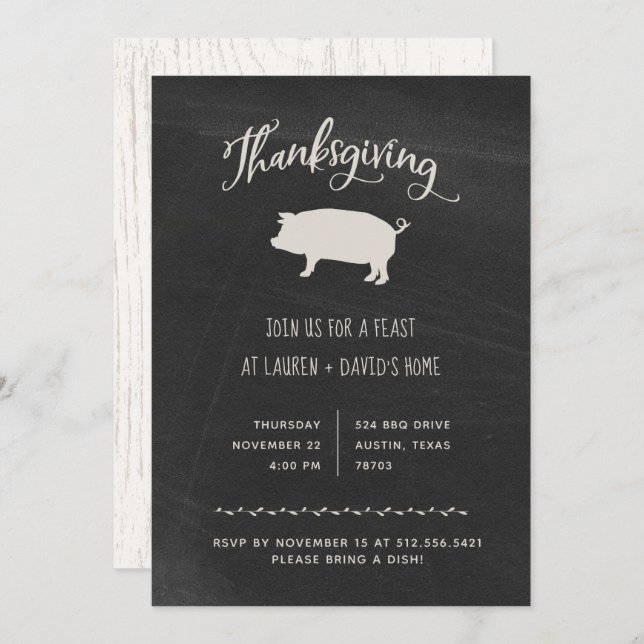 Trendy Rustic Thanksgiving Dinner Invitation (Front/Back)