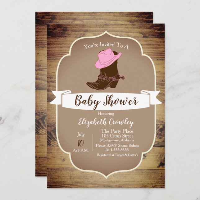 Trendy Rustic Western Cowgirl Boots Invitation (Front/Back)