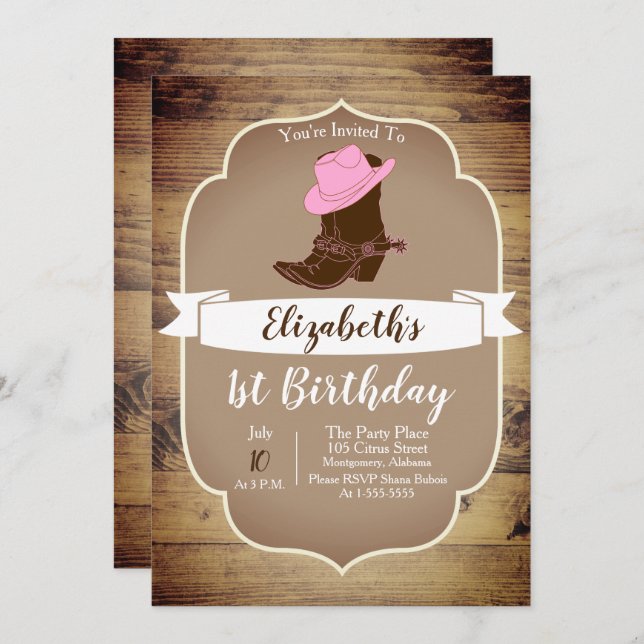 Trendy Rustic Western Cowgirl Boots Invitation (Front/Back)