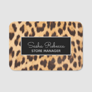 trendy safari fashion leopard spots cheetah print name tag