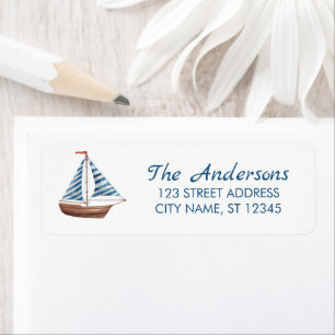 Trendy Sailboat Nautical Watercolor Return Address Label