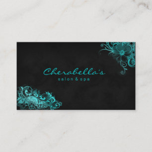 Trendy Salon Spa Floral Business Card Bright Blue