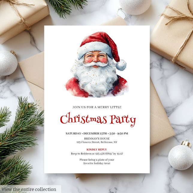 Trendy Santa Claus Watercolor Kids Party Invites (Trendy Santa Claus Watercolor Kids Party Invitation

)