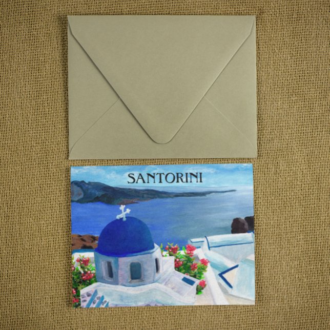 Trendy Santorini Greece Illustration Postcard (santorini greece beautiful postcard)