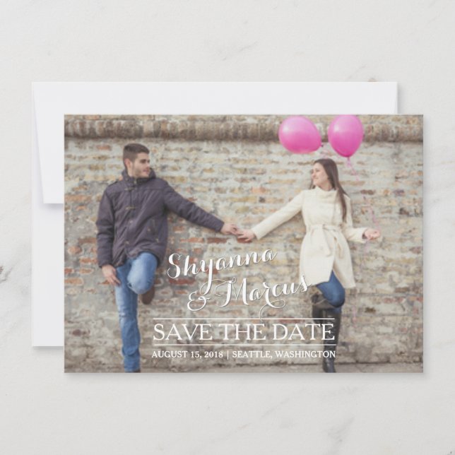 Trendy Save the Date Horizontal Photo Template (Front)