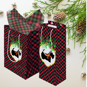  Trendy Scottie Red Black Green Christmas Plaid  Wine Gift Bag