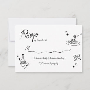 Trendy Scribble Doodle Script Wedding RSVP Card
